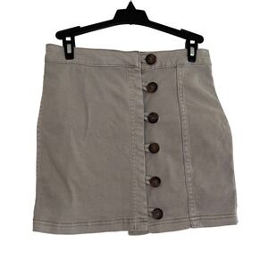 Newbury Kustom Button Front A Line Mini‎ Skirt Taupe Size S